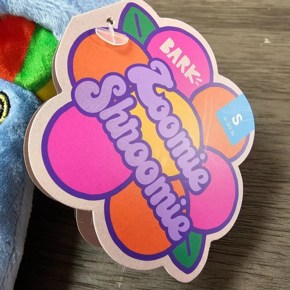 Bark Box Zoomie Shroomie Plush Dog Toy Squeaker Crinkle Small 0-20 Pounds NEW